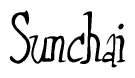 The image contains the word 'Sunchai' written in a cursive, stylized font.