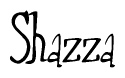 The image is a stylized text or script that reads 'Shazza' in a cursive or calligraphic font.