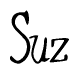 The image is of the word Suz stylized in a cursive script.
