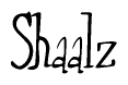 The image is a stylized text or script that reads 'Shaalz' in a cursive or calligraphic font.