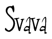 The image is a stylized text or script that reads 'Svava' in a cursive or calligraphic font.
