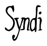 The image contains the word 'Syndi' written in a cursive, stylized font.