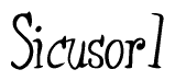 The image contains the word 'Sicusor1' written in a cursive, stylized font.