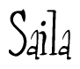 The image is of the word Saila stylized in a cursive script.