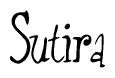 The image is of the word Sutira stylized in a cursive script.