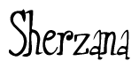 The image contains the word 'Sherzana' written in a cursive, stylized font.