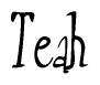 The image is a stylized text or script that reads 'Teah' in a cursive or calligraphic font.
