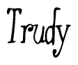 The image is a stylized text or script that reads 'Trudy' in a cursive or calligraphic font.