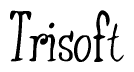 The image is a stylized text or script that reads 'Trisoft' in a cursive or calligraphic font.