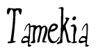 The image is of the word Tamekia stylized in a cursive script.