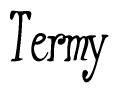 The image is of the word Termy stylized in a cursive script.