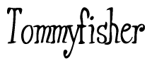 The image is of the word Tommyfisher stylized in a cursive script.