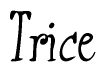 The image is of the word Trice stylized in a cursive script.