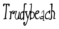 The image is of the word Trudybeach stylized in a cursive script.