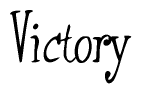 The image is a stylized text or script that reads 'Victory' in a cursive or calligraphic font.