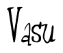 The image contains the word 'Vasu' written in a cursive, stylized font.