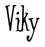 The image is a stylized text or script that reads 'Viky' in a cursive or calligraphic font.