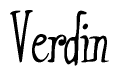 The image is of the word Verdin stylized in a cursive script.