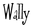 The image is a stylized text or script that reads 'Wally' in a cursive or calligraphic font.