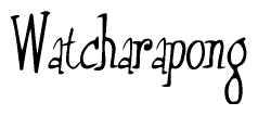 The image is of the word Watcharapong stylized in a cursive script.