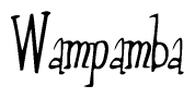 The image is of the word Wampamba stylized in a cursive script.