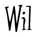 The image contains the word 'Wil' written in a cursive, stylized font.