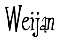 The image is a stylized text or script that reads 'Weijan' in a cursive or calligraphic font.