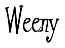 The image is of the word Weeny stylized in a cursive script.