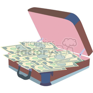 Open Briefcase Filled with Dollar Bills