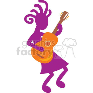 A colorful clipart of Kokopelli, a mythical figure, depicted playing a guitar.