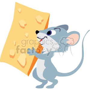 Cartoon Mouse with Swiss Cheese