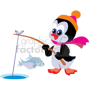 penguin ice fishing