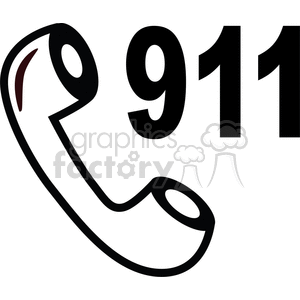 A clipart image displaying the number '911' along with a simplified illustration of a telephone handset, symbolizing an emergency phone number.