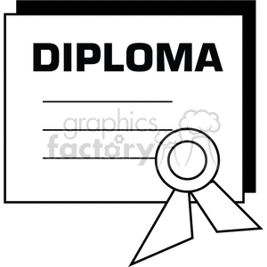 Black and white outline of a diploma certificate 
