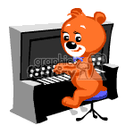 Teddy bear pianist.
