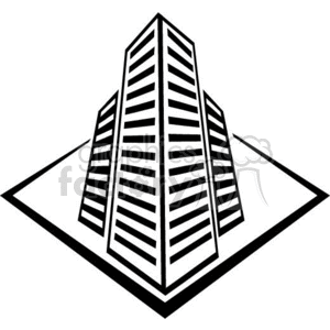Clipart image of a stylized high-rise building in black and white.