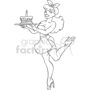 waitress bringing a birthday cake