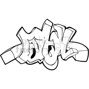 A black and white graffiti-style clipart design featuring overlapping and interconnected block letters with a bold outline.