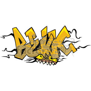 A graffiti-style graphic featuring the word with leopard spots and a snarling monster head incorporated into the design, emphasizing a wild and energetic theme.