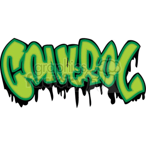 A vibrant green graffiti-style text illustration spelling the word 'Control' with a dynamic, dripping black outline.