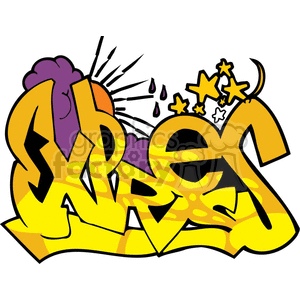 A vibrant graffiti-style clipart image featuring the word 'express' in bold, yellow letters with purple, orange, and star accents.