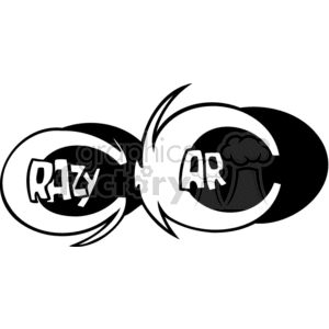 Black and white clipart of the word 'CRAZY CAR' in stylized font with an abstract design element.