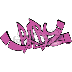 A vibrant purple graffiti-style text illustration that spells 'BABY' in bold, angular letters with sharp edges and the text shaded in darker purple.