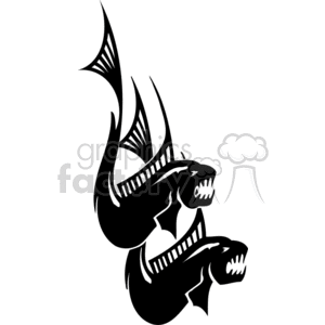 Black and white clipart image of two stylized fish, representing the Pisces zodiac sign.