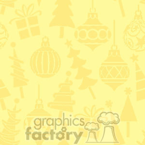 A festive yellow clipart image featuring various Christmas-themed elements such as Christmas trees, gift boxes, and ornaments.