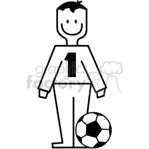 A stick figure illustration of a teenage soccer player with a soccer ball, designed for vinyl-ready decals and stickers.