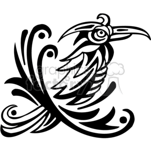 Black and white tribal pheonix