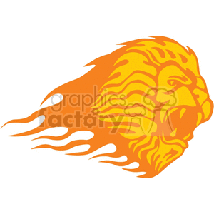 Clipart of a stylized lion's head on fire, with flames extending from the mane.