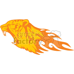 Clipart of a roaring tiger head with flaming elements extending behind it, in shades of yellow and orange.