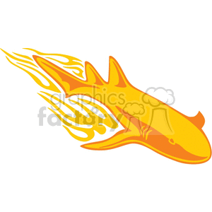 A vibrant golden-yellow shark in motion with flame-like accents trailing behind it.